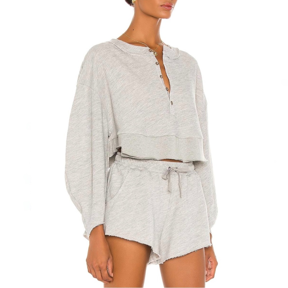 Lovers and Friends Oversized Henley Pullover Gray M